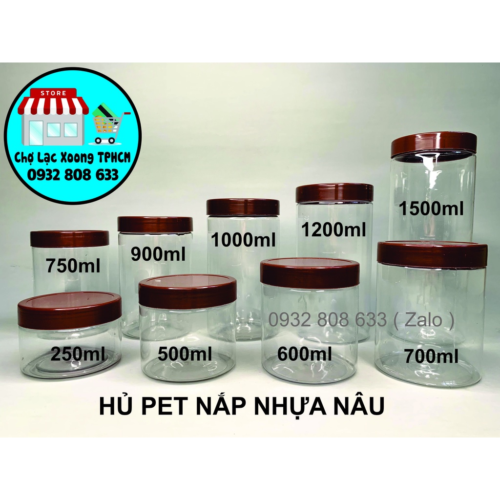 Hủ Nhựa Pet Nắp Nhựa Nâu Cao Cấp Đủ Size