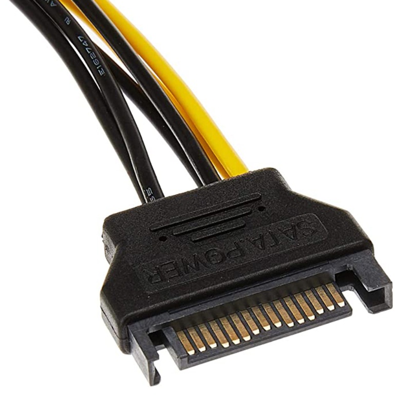 btsg SATA Male 15Pin to PCI-E 6pin(4+2) Female Video Card Power Supply Adapter Cable