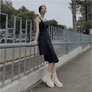 Đầm 2 Dây Lệch Tà Đan Dây Eo (100% ảnh thật)