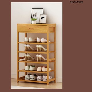 Kệ giày bằng tre 5 tầng có ngăn tủ trên 50x25x88