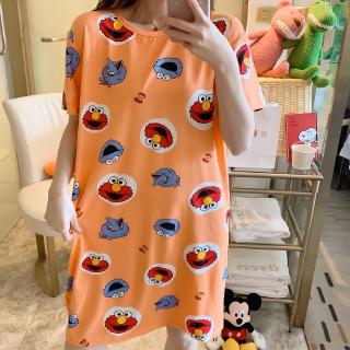 Đầm tay ngắn họa tiết hoạt hình dáng rộng thời trang mùa hè cho phụ nữ mang thai