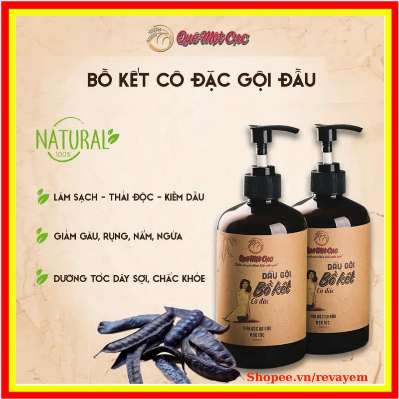 Dầu gội bồ kết cô đặc ✅ Dầu gội thảo dược QUÊ MỘT CỤC 500ML