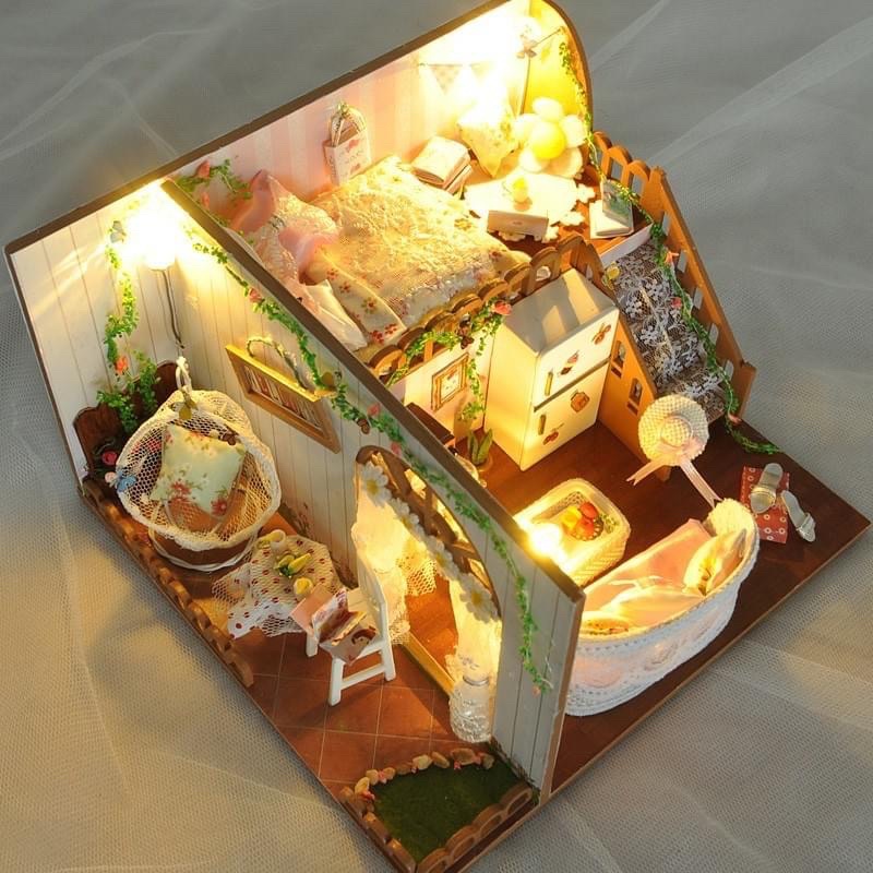 Mô hình lắp ráp xe đẩy bán cá viên chiên bằng gỗ Diy house TD10