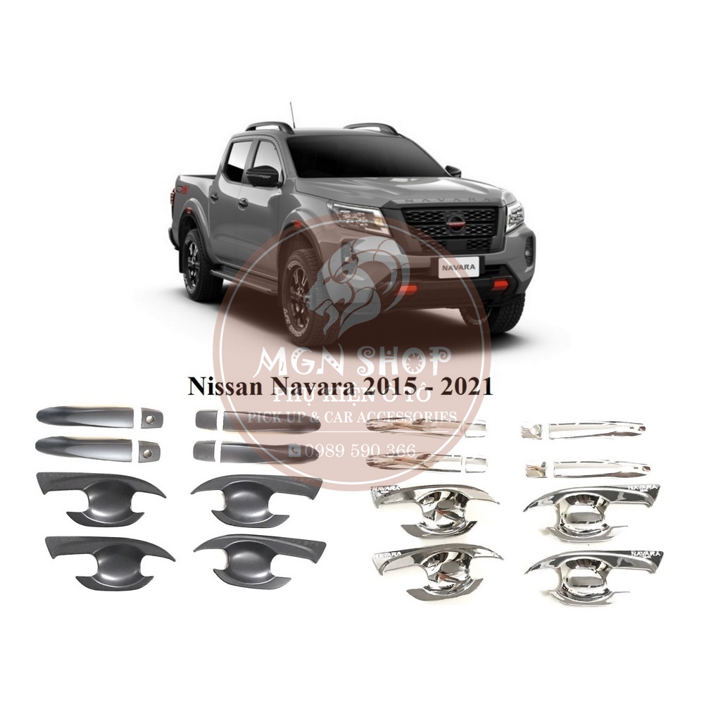[Ốp tay nắm cửa] [Ốp hõm cửa] [Nissan Navara 2015 - 2021] [màu đen / màu bạc]