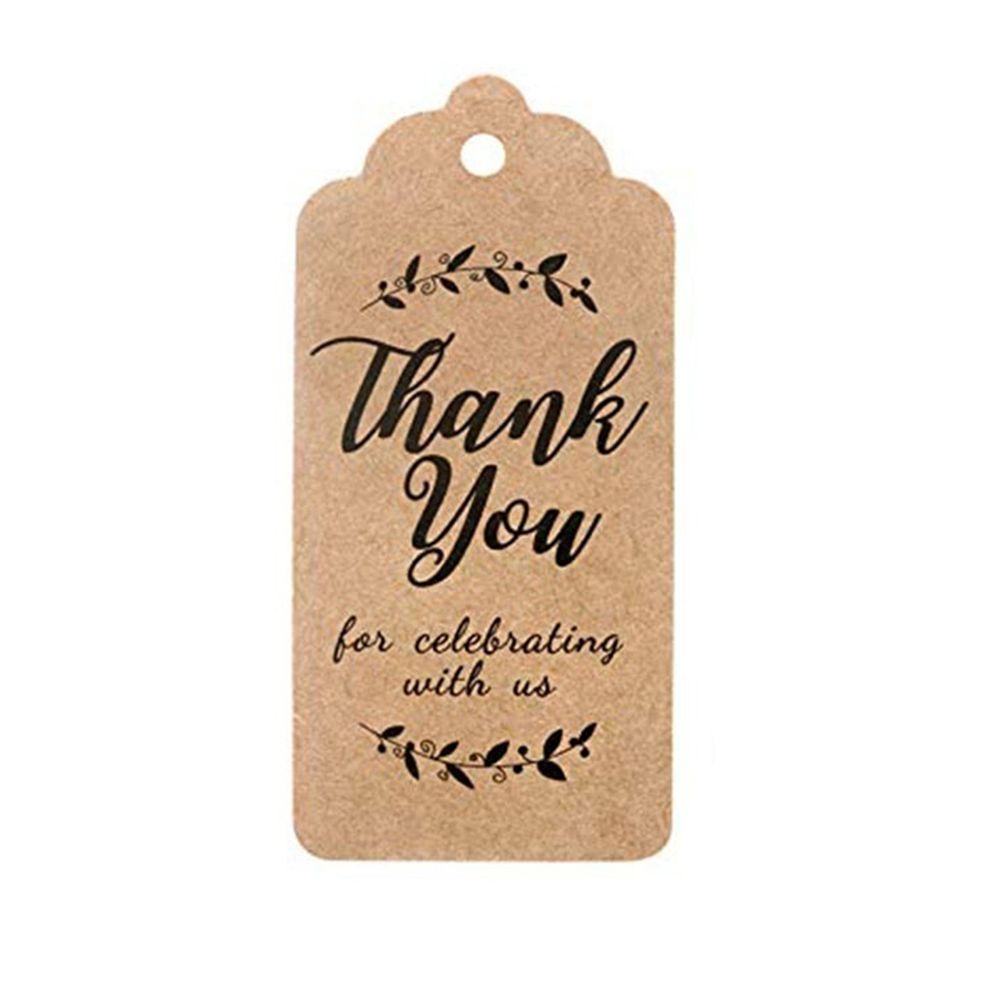 KUNHEV Set 100 Thẻ Giấy Kraft In Chữ Thank you Dùng Gói Quà Handmade DIY
