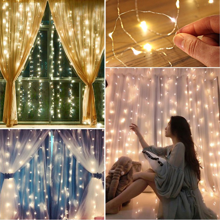 Đèn Đom Đóm LED FairyLight Thả Rèm Mưa, Thả Màng Trang Trí Phòng Ngủ, Nhà Cửa Siêu Lung Linh