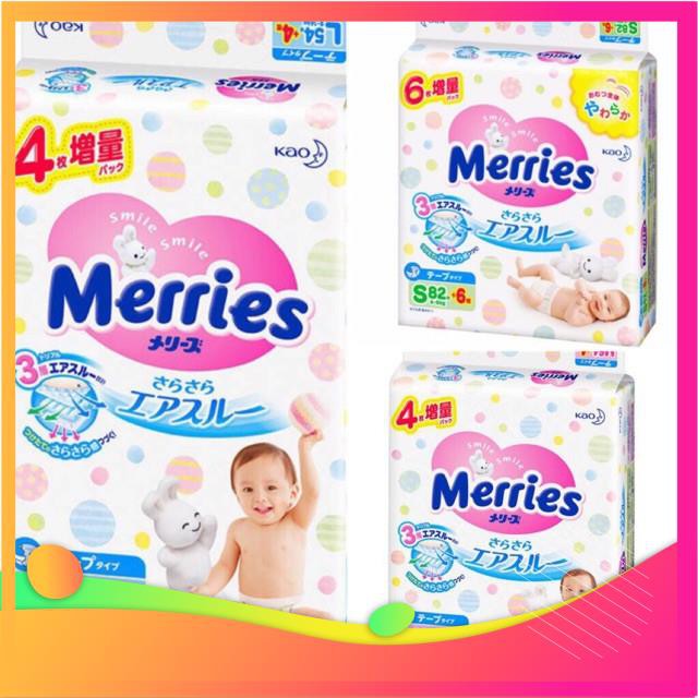 Tã Dán/Quần Bỉm Merries Cộng Miếng/ JUMBO Nội Địa Nhật Đủ Size NB96/S88/M68/L58/M64/L50/XL44/XXL28