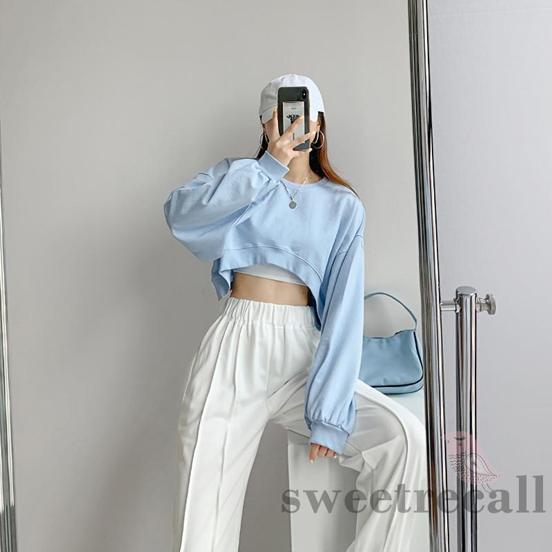 Áo sweatshirt croptop tay dài màu sắc thời trang trẻ trung dành cho nữ