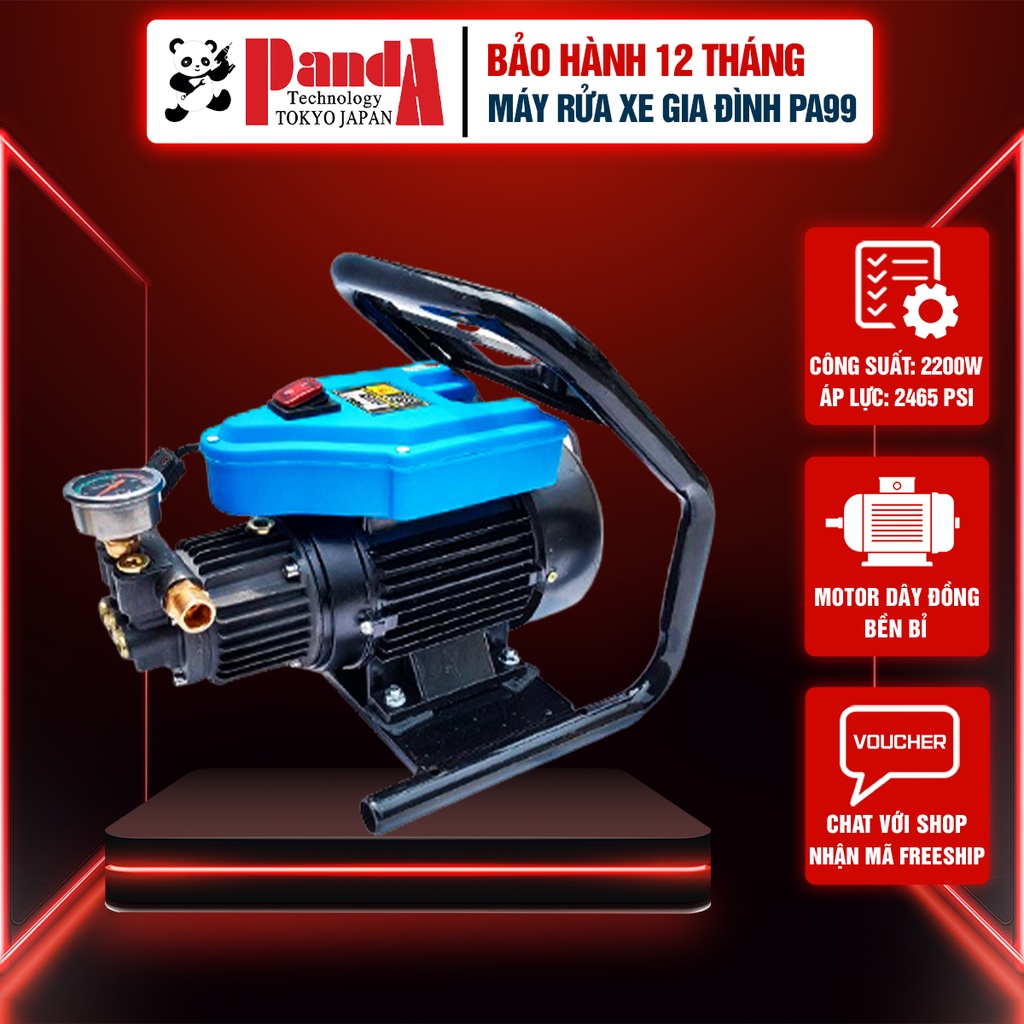 Máy Rửa Xe Panda PA99, Công suất 2200W, Khung thép, Motor to, Máy siêu bền