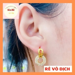 Bông tai tròn 💎𝑭𝑹𝑬𝑬𝑺𝑯𝑰𝑷 💎[Mã HOAC10 giảm 10% đơn 99k] Bông Tai Đá sáng đẹp mạ vàng