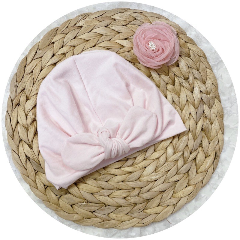 mũ turban bé gái - hồng baby( 4-8kg/ 6-12kg)