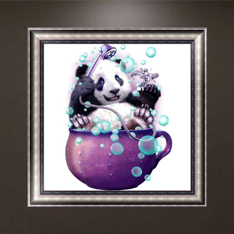 Tranh Thêu Chữ Thập Đính Đá Kim Cương 5D DIY Hình Vẽ Gấu Trúc