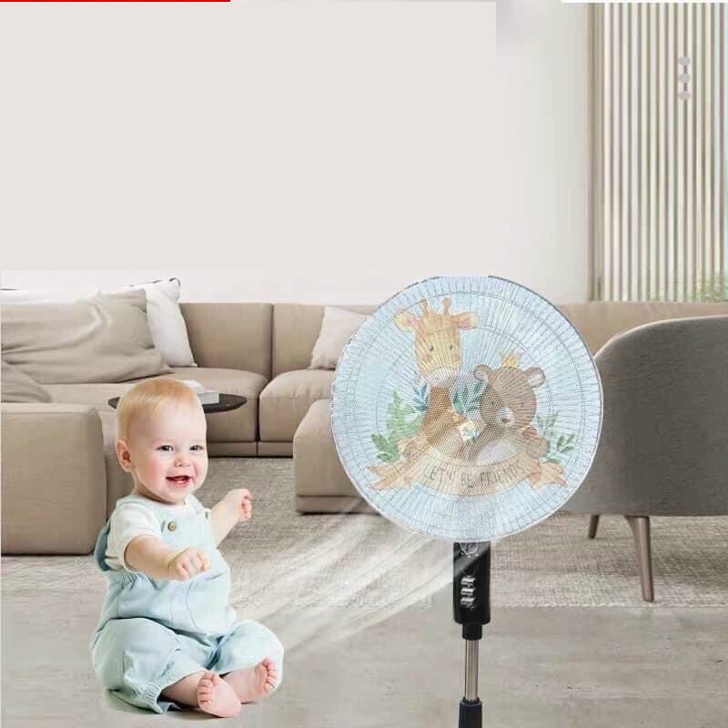 Lưới bọc quạt an toàn cho bé size lớn lưng có dây rút
