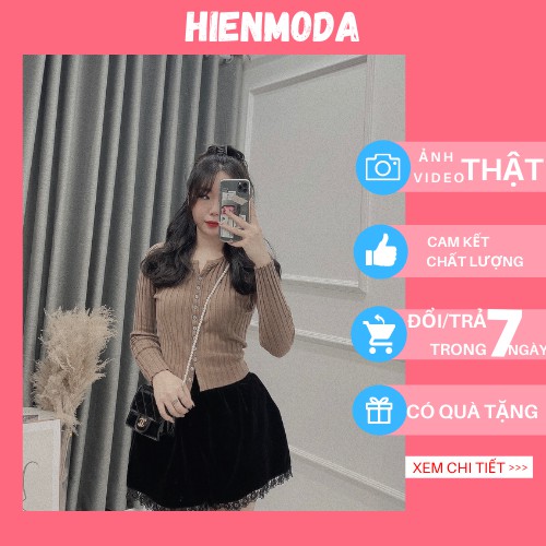 Áo len mỏng dài tay Hàn Quốc , Áo len gân kiểu cúc dọc