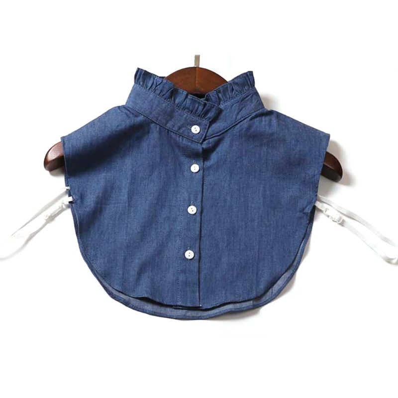 Cổ Áo Sơ Mi Giả Denim Phối Ren Thời Trang Cho Nữ