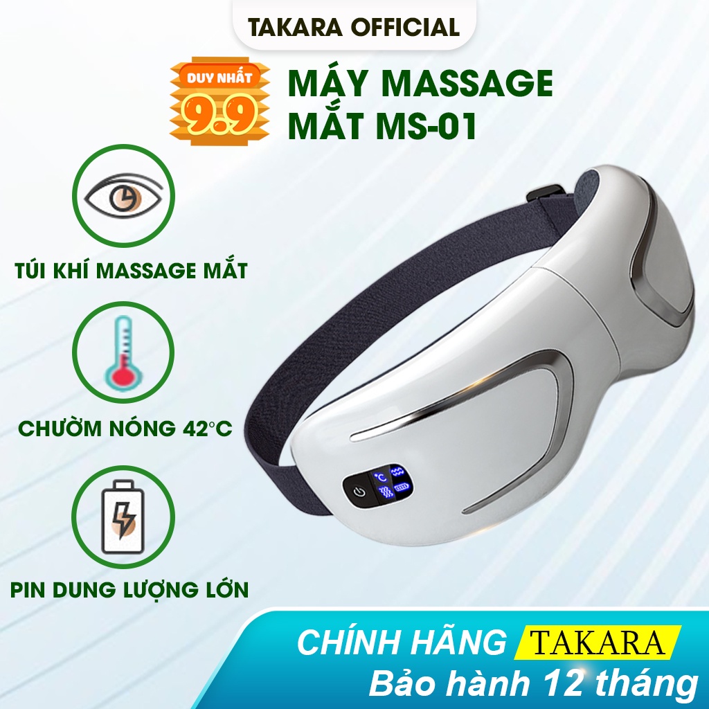 Máy Massage Mắt, Mát Xa Thư Giãn Takara Chăm Sóc Giảm Đau Nhức Mỏi Với 5 Chế Độ Tự Chọn BH 12 Tháng MSM01