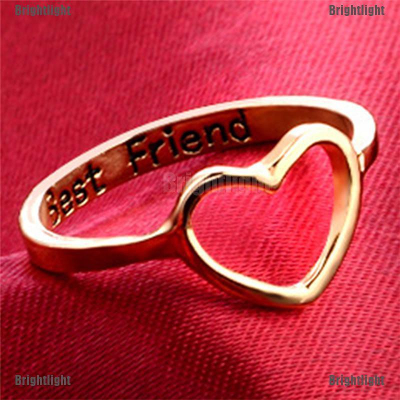 [Bright] Best Friends Heart Finger Ring Knuckle Ring Friend Love Jewelry Gifts Unisex [Light]