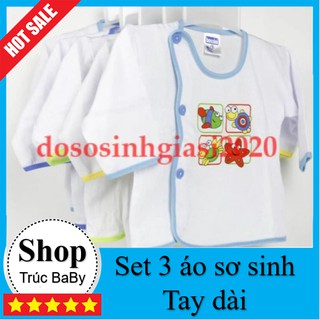 [🧧Đồ sơ sinh giá sỉ và ăn vặt Trúc Babi🧧] Set 3 áo sơ sinh 💥CỰC ĐẸP💥 áo trẻ em bác sĩ tay dài trắng Bossinis (2-12kg)