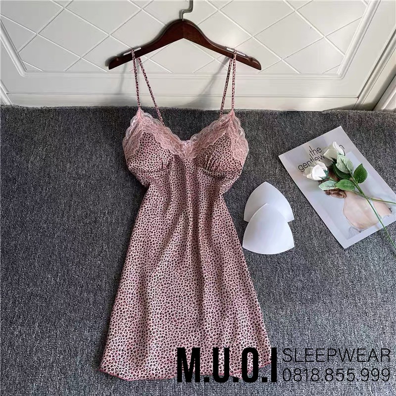 [FREESHIP] Váy ngủ lụa da beo hồng vỏ đỗ - Váy ngủ sexy QUẢNG CHÂU CAO CẤP Sx 02 -Hàng có sẵn( có video)