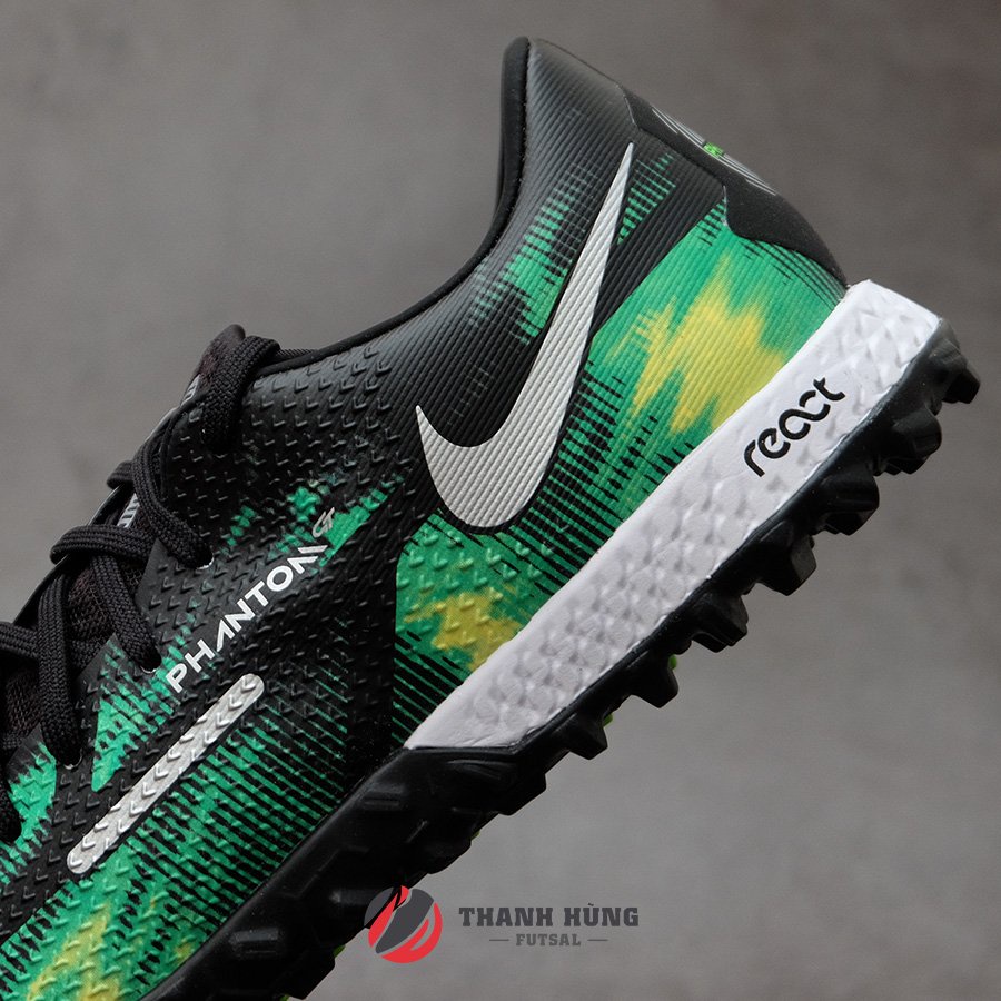 GIÀY ĐÁ BÓNG CHÍNH HÃNG NIKE REACT PHANTOM GT2 PRO TF - DM0735-003 - XANH LÁ/ĐEN