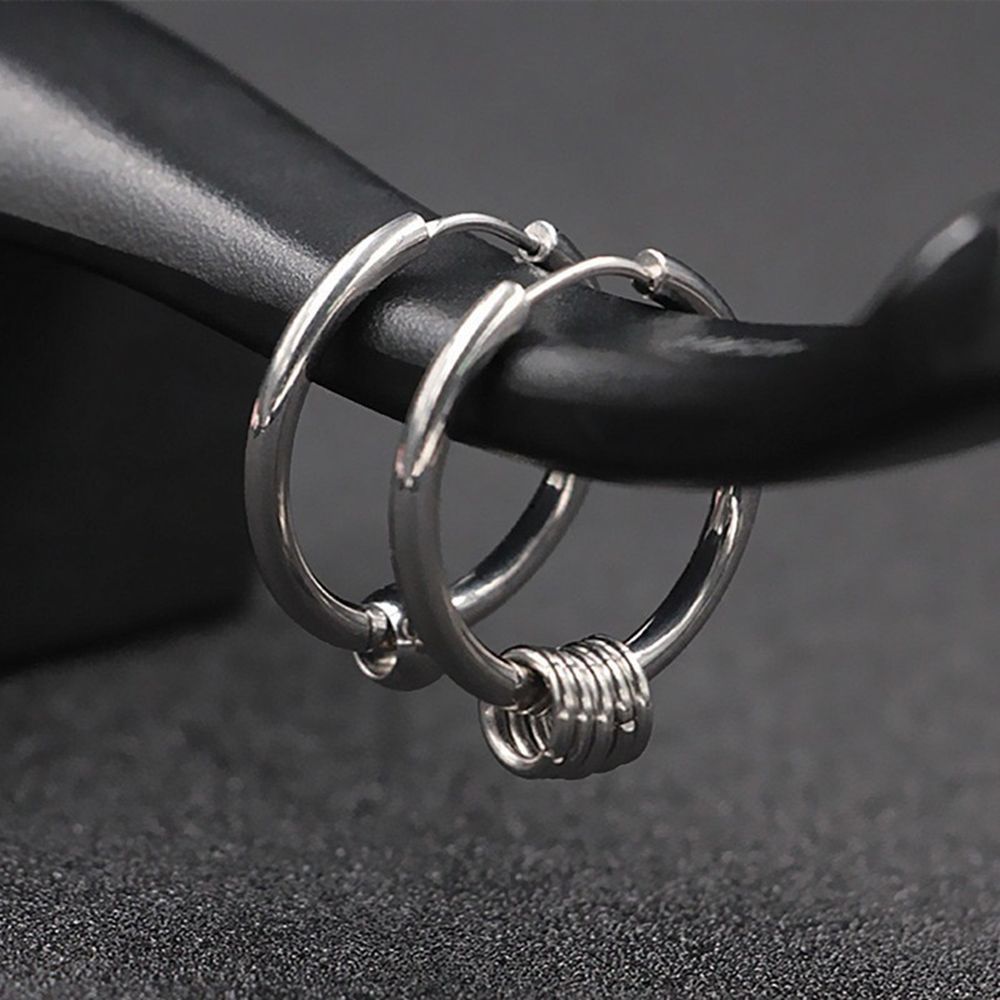 Khuyên Tai Tròn Lớn Bằng Thép Không Gỉ Nhiều Màu Cá Tính Cho Nam Nữ