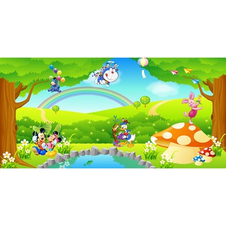 Tranh dán tường HD Doreamon Mickey vịt Donal và các bạn trong khu rừng H201904270826321758768 KS nhiều kích thước