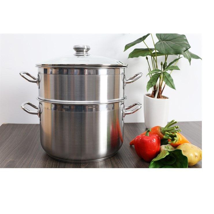 Bộ nồi xửng hấp inox 430 bếp từ 3 đáy Fivestar Standard 30 cm nắp kính.tặng 1 vá canh inox