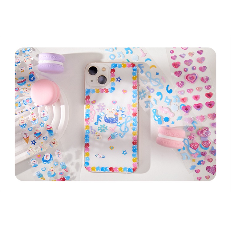 Flowertree 1 Cuộn Băng Keo Washi Hình Dâu Tây Daifuku Trang Trí Sổ Tay Nhật Ký