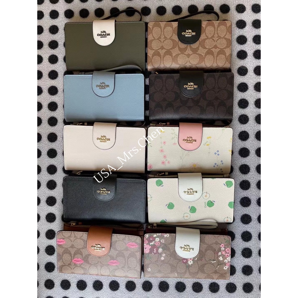 COACH C2869 túi điện thoại di động túi đeo tay túi ly hợp túi thẻ ví kẹp dài