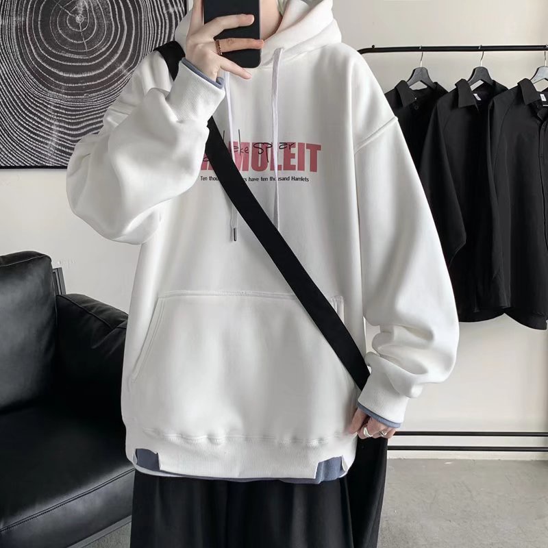 Áo hoodie nam tay dài in chữ phong cách Nhật Bản thời trang thu đông size m-5xl