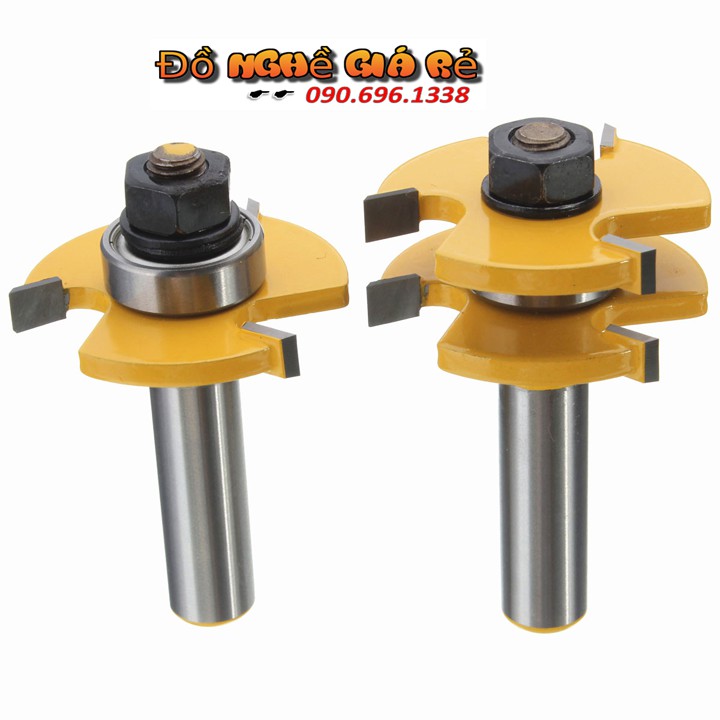 Bộ 2 mũi phay ghép ván sàn chữ T - Mũi soi ghép ván gỗ mộng dày 13/19mm