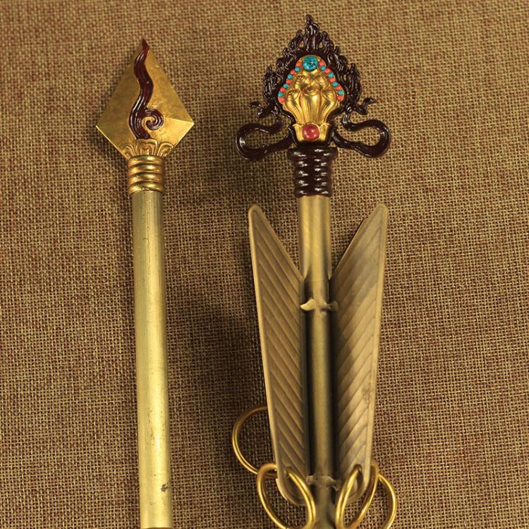 Mũi tên chiêu tài đồng nguyên chất - Pháp khí Mật tông - Phật giáo Tây Tạng