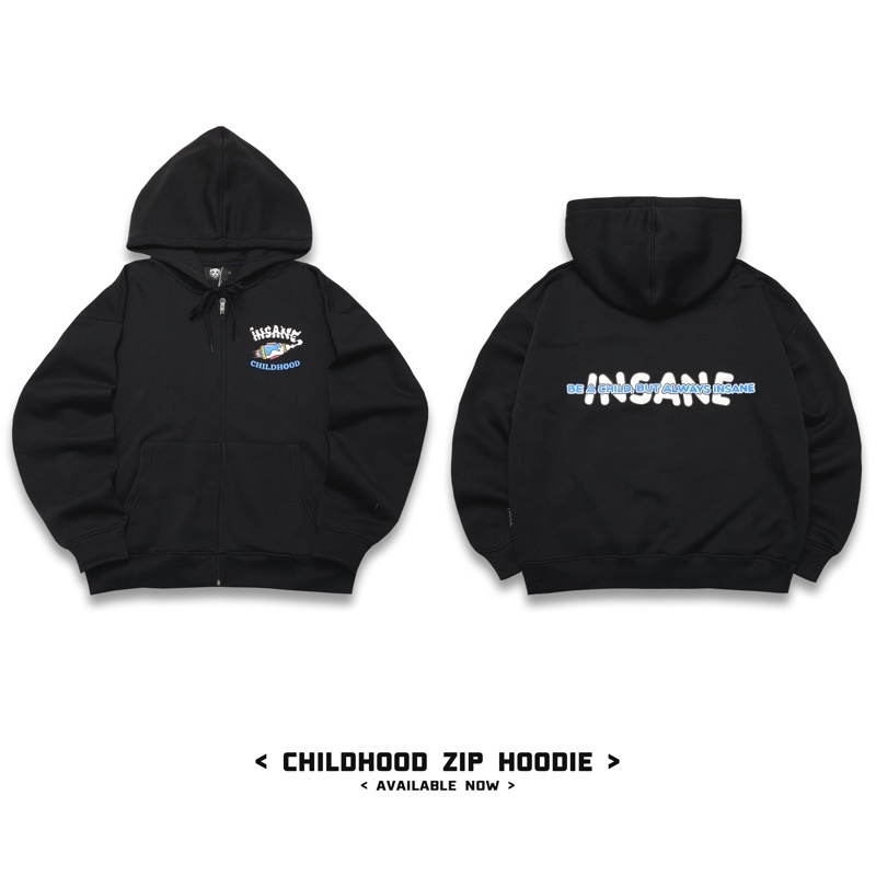 Áo Hoodie Zip Insane® Childhood - màu Đen