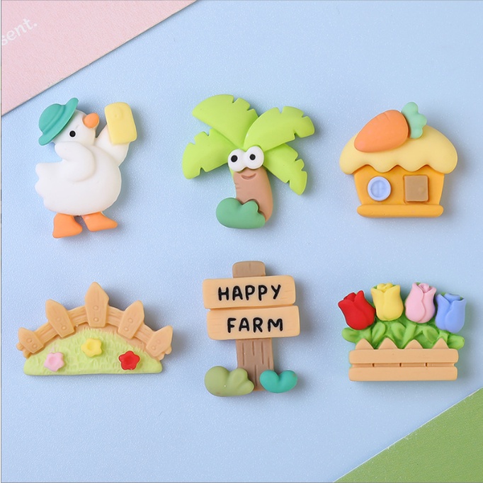Charm hoạt cảnh Vịt con ở nông trại vui vẻ  cho các bạn trang trí kẹp tóc, dán Jibbitz, DIY