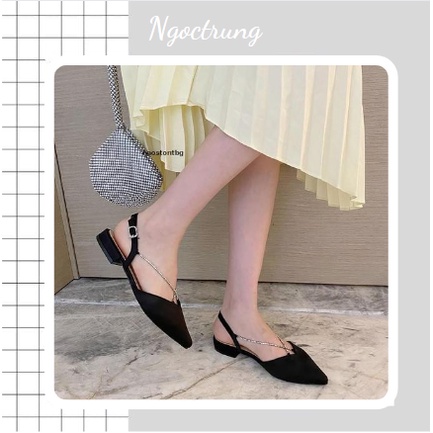 Sandal Bít Mũi Hở Gót Quai Chéo Đính Đá Sang Trọng Siêu Xinh Mã Q173
