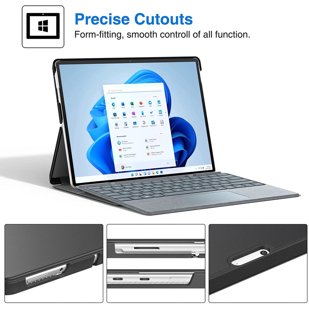 Ốp điện thoại dành cho máy tính bảng Surface Pro 8 bằng da PU mỏng nhẹ
