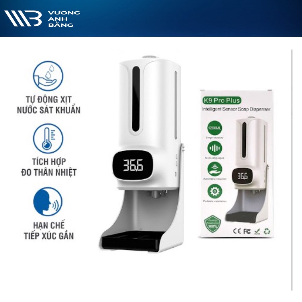 Máy khử khuẩn K9 pro plus đo thân nhiệt tự động cảm ứng, máy đo thân nhiệt 2 trong 1 (kèm chân đế) | BigBuy360 - bigbuy360.vn
