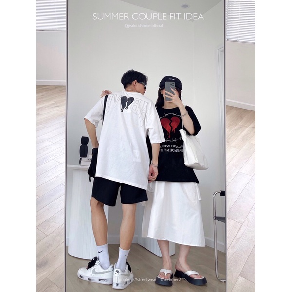 Áo thun unisex, áo phông rộng black work independent brand 5793