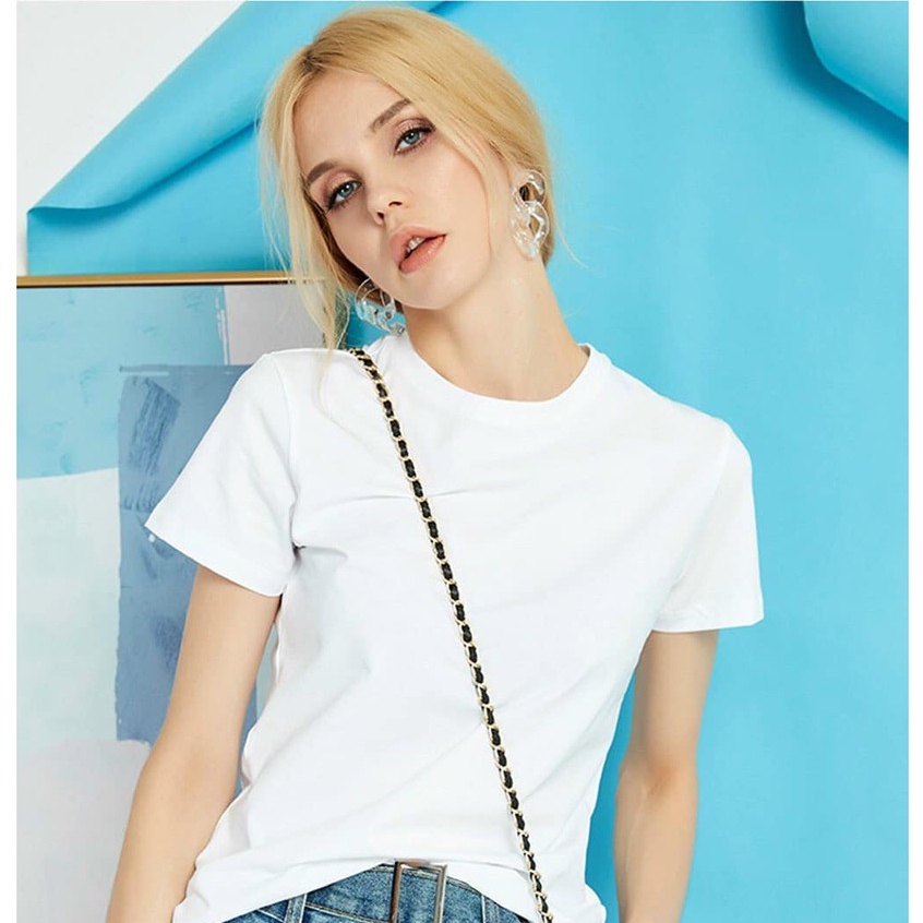 Áo phông nữ chất liệu cotton mềm mại cổ tim 45-75kg