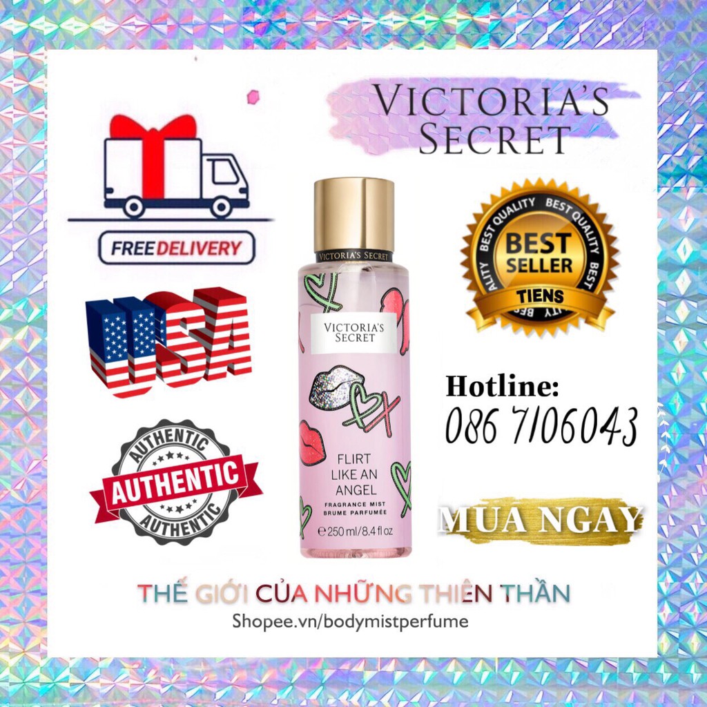 𝗕𝗢𝗗𝗬𝗠𝗜𝗦𝗧𝗣𝗘𝗥𝗙𝗨𝗠𝗘⚜️Xịt Thơm Body Victoria’s Secret Flirt Like An Angel 250ml
