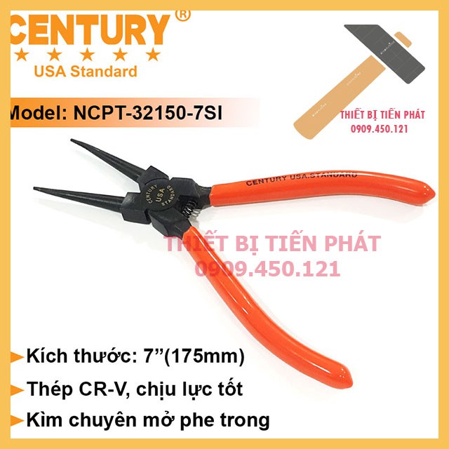 Kềm Mở Phe,Kìm Mở Phe 7" (175mm) Vô Thẳng Century - NCPT-32150-7SI Bằng thép Tốt.