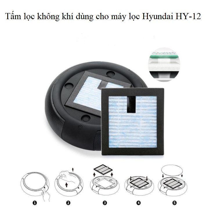 Tấm lọc không khí H12-L dùng cho máy khử mùi HY-12 của thương hiệu cao cấp Hyundai - Hàng Nhập Khẩu Chính Hãng