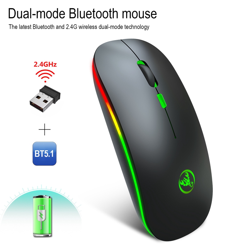 1 Chuột Quang Chơi Game Không Dây Bluetooth Có Đèn Led Và Thể Sạc Lại Cho Pc Laptop