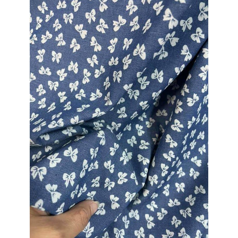 Vải thô jean lụa hình nơ