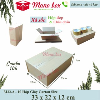 Bộ 10 thùng hộp giấy carton 33x22x12