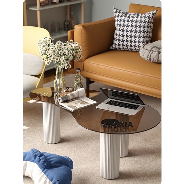 Bàn cafe Roman Tea Table kết hợp kính cường lực chịu lực tốt phong cách Bắc Âu
