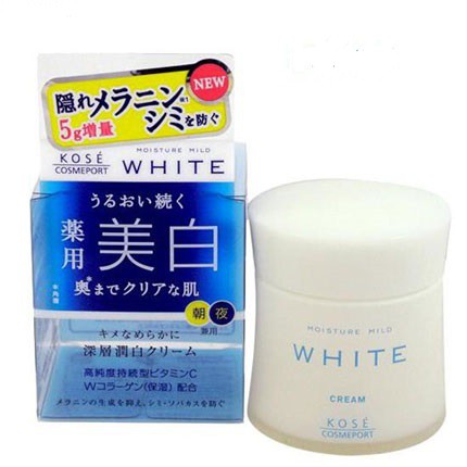 Kem dưỡng trắng da ban đêm Kose Moisture Mild White Cream 55g - Japan