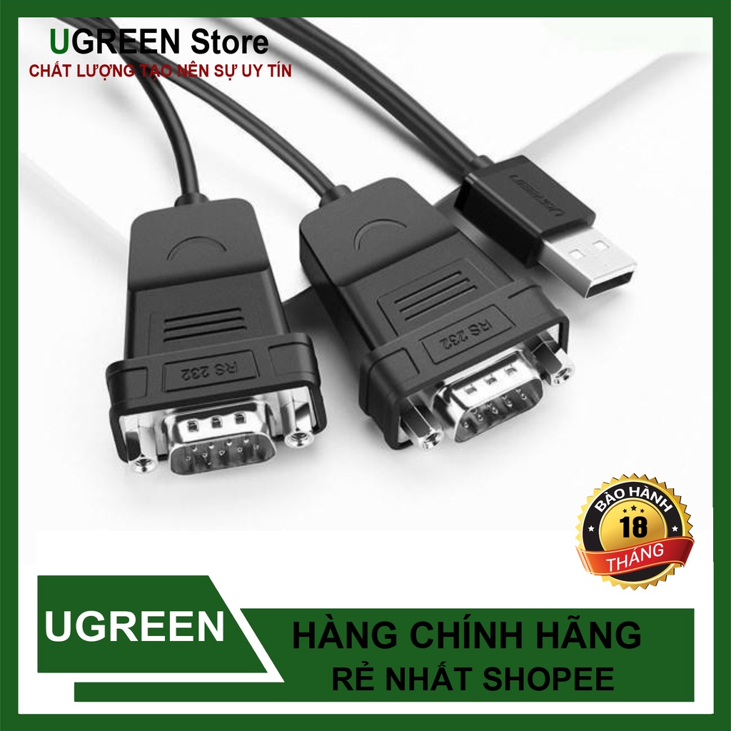 [Mã 155ELSALE giảm 7% đơn 300K] Cáp Chuyển USB to 2 Cổng RS232 ( USB to 2 Com) Ugreen 30769