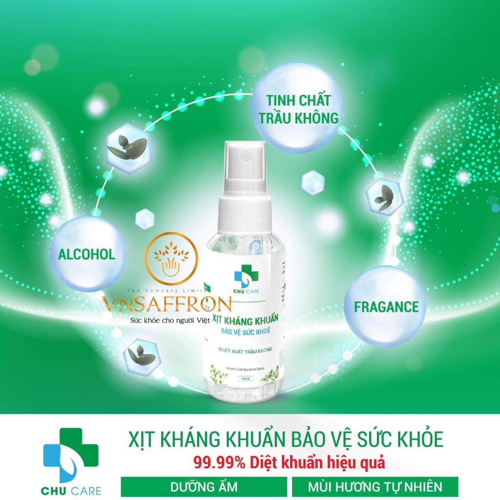 [TRỢ GIÁ] Xịt kháng khuẩn sát khuẩn 50ml nhỏ gọn tiện dụng mang du lịch