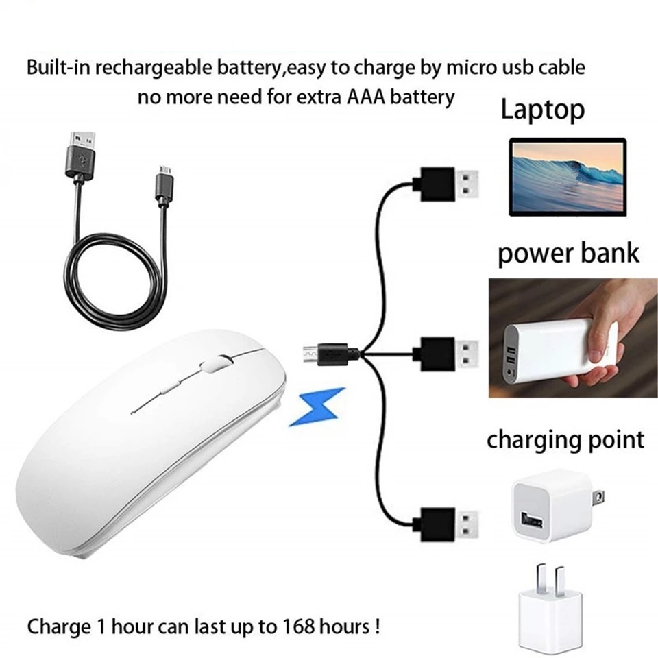Chuột Bluetooth Không Dây Siêu Mỏng 2.4GHz Có Thể Sạc Lại